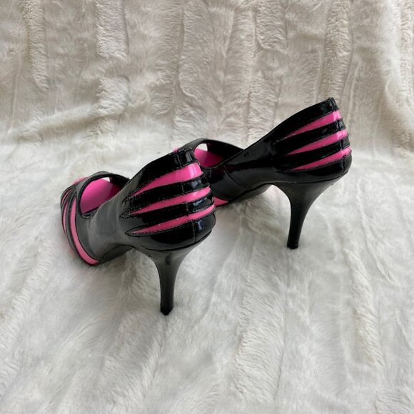 Vintage Monster High Draculaura Inspo Black Pink Peep Toe Stiletto Heels Sz 7.5 - Picture 3 of 11